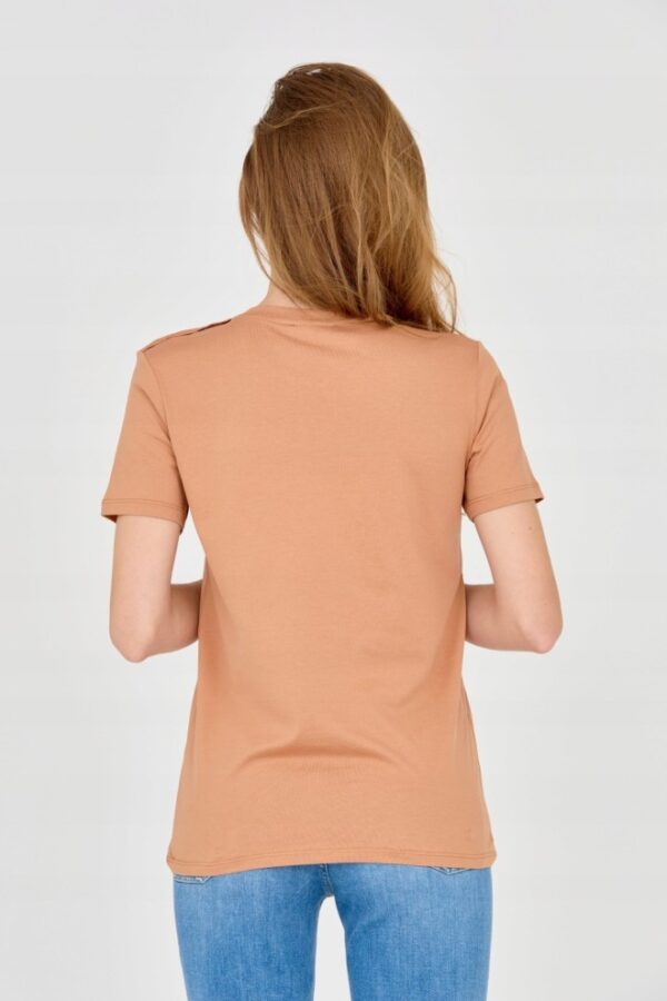 BALMAIN Brązowy damski t-shirt z guzikami