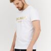 BALMAIN Biały t-shirt męski ze złotym logo