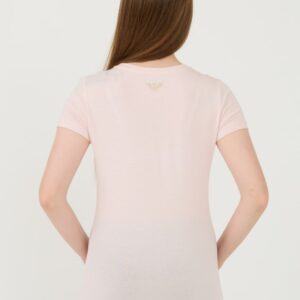 EA7 Różowy damski t-shirt z cyrkoniami