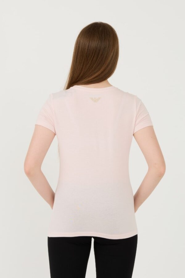 EA7 Różowy damski t-shirt z cyrkoniami