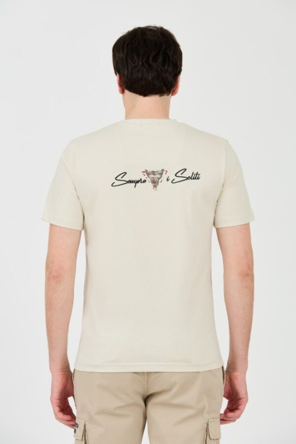 AERONAUTICA MILITARE Beżowy bawełniany męski t-shirt Short Sleeve