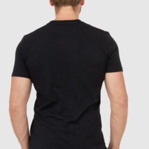 LA MARTINA Czarny t-shirt męski z szarym logo