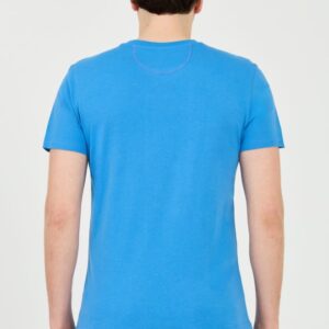 LA MARTINA Błękitny męski t-shirt z małym logo