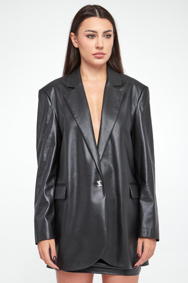 d9ed455cd1922035610df8b23da13c58dc5f2a9f Marynarka damska z imitacji skóry TWINSET ACTITUDE