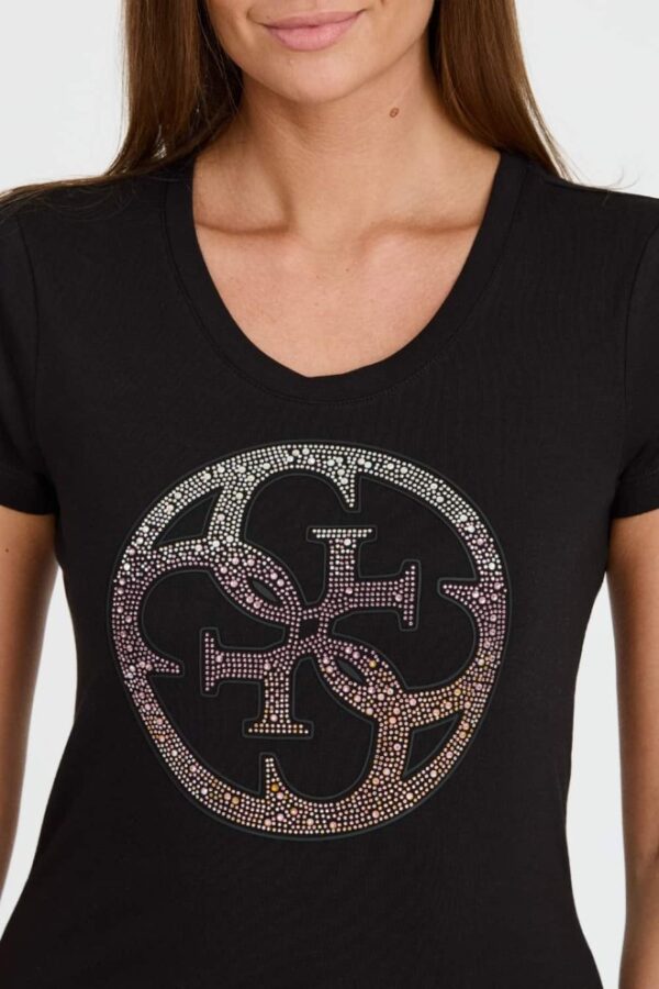 GUESS Czarny damski t-shirt 4G LOGO TEE
