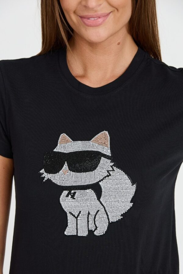 KARL LAGERFELD Czarny damski t-shirt Ikonik 2.0