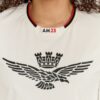 AERONAUTICA MILITARE Kremowy bawełniany luźny t-shirt damski z wypukłym orłem Comfort Fit
