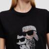 KARL LAGERFELD Сzarny damski t-shirt z cyrkoniami Ikon Duo