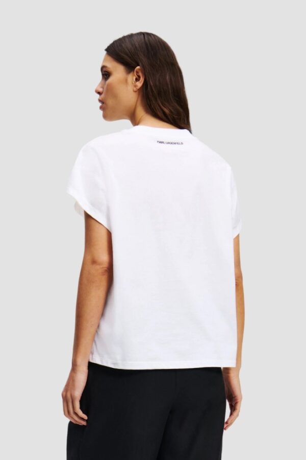KARL LAGERFELD Biały damski t-shirt Ikon Aquarelle C Loose