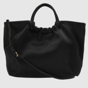 dbd19987e19dd559b763909e2a0f61b8f1d17061 VALENTINO Duża czarna plisowana shopperka river re z saszetką