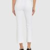 7 FOR ALL MANKIND Białe jeansy damskie z poszerzoną surowo zakończoną nogawką HW Slim Kick