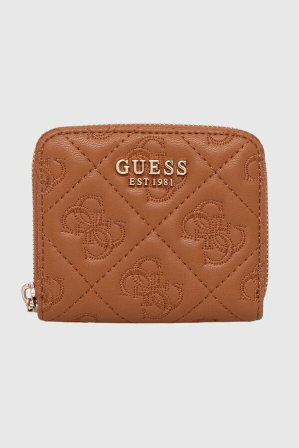 GUESS Brązowy mały portfel damski Adelasia