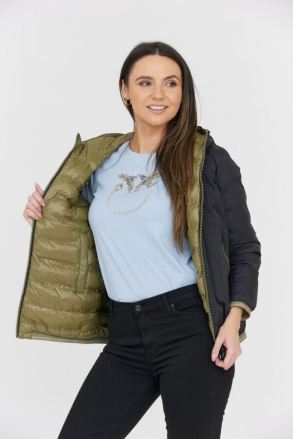 dc952e1e930c95f55a8d084da4f909802078f9e1 BLAUER Czarno-zielona damska dwustronna kurtka Stella reversible down jacket