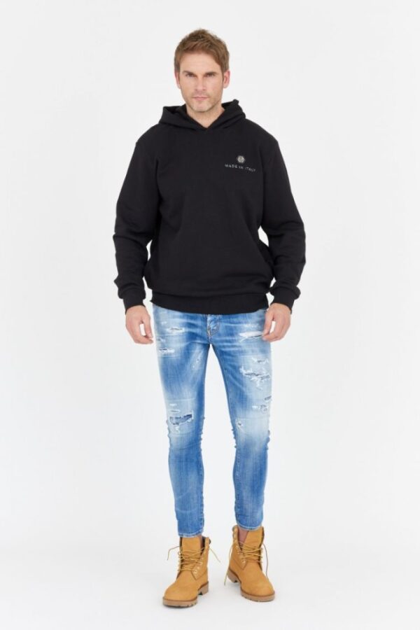 PHILIPP PLEIN Czarna męska bluza hexagon z kapturem