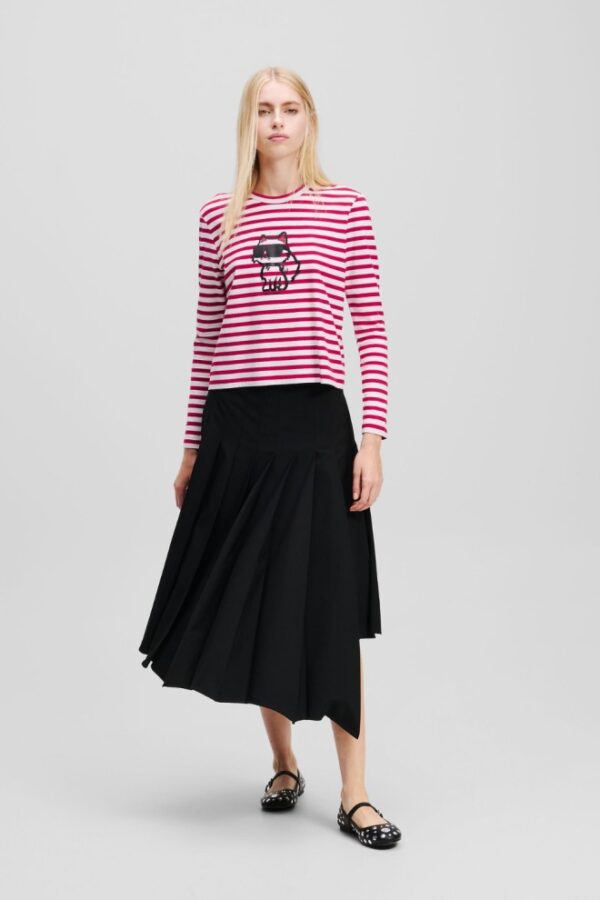 KARL LAGERFELD Czerwono-biały damski lonsgleeve Ikon Print Stripe