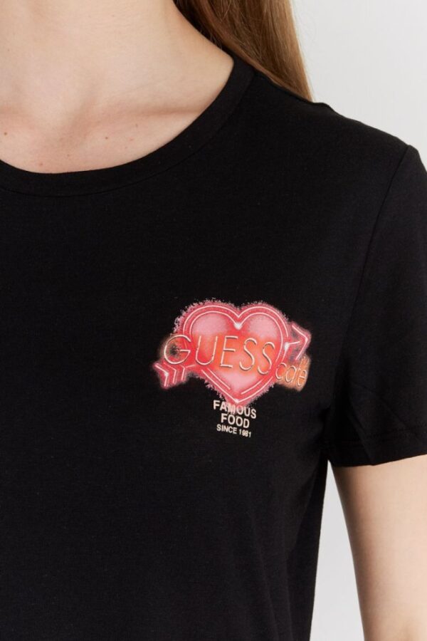 dcfe4f4d669d486e8763af19bbdc34d63d0d4da6 GUESS Czarny t-shirt damski z kolorowym printem
