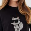 KARL LAGERFELD Bluza czarna damska z cyrkoniami Ikon RS
