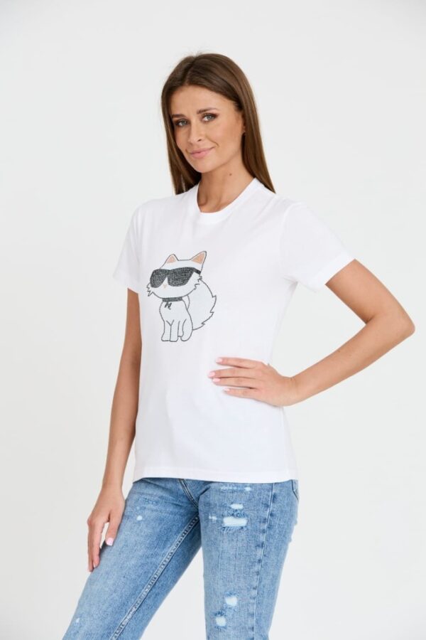 KARL LAGERFELD Biały damski t-shirt Ikonik 2.0