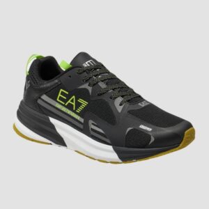 EA7 Czarne sneakersy z zielonym logo
