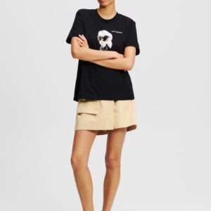 KARL LAGERFELD Czarny t-shirt damski Ikon Aquarelle K