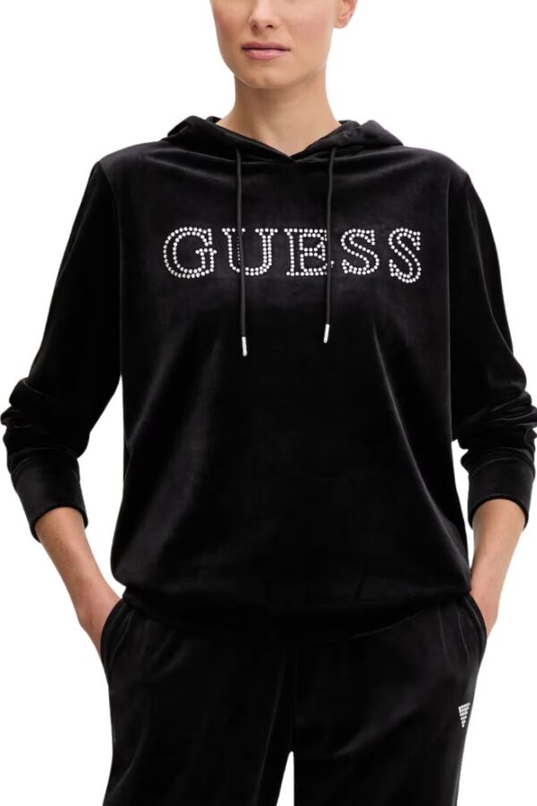 GUESS Czarna damska bluza z cyrkoniami Couture