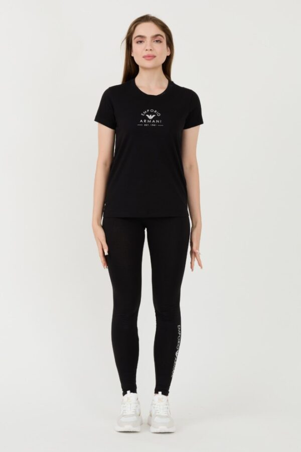 EMPORIO ARMANI Czarny damski t-shirt Uni Logo Printe