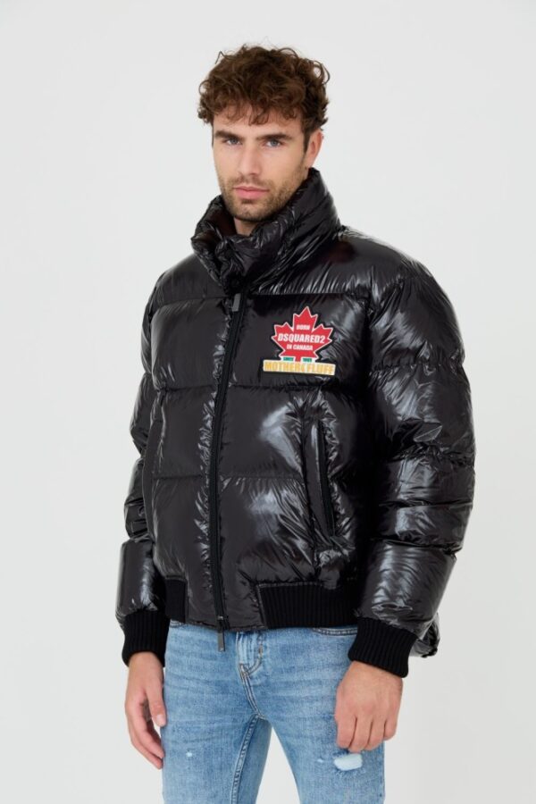 DSQUARED2 Czarna męska kurtka Glossy Puff Kaban, Rozmiar 52
