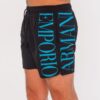 dffffbf35c3a494e20c1dc1266c91f1bbb367c39 EMPORIO ARMANI Czarne męskie szorty kąpielowe z turkusowym logo, Rozmiar 50
