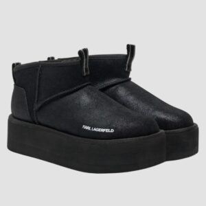 e01ac2fdd37adb3025af92acccbc0a12465cd276 KARL LAGERFELD Czarne botki zamszowe THERMO Lo Slip On Boot