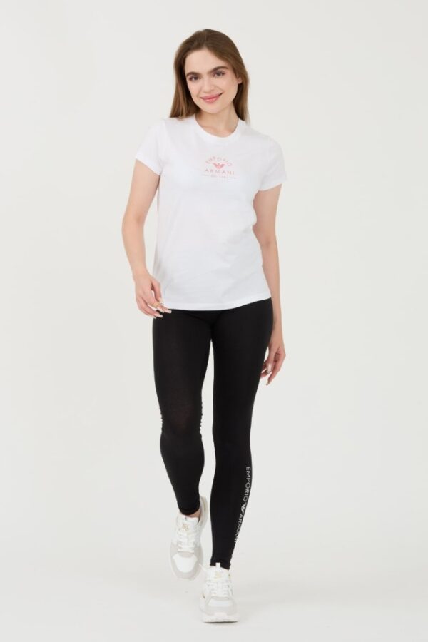 EMPORIO ARMANI Biały damski t-shirt Uni Logo Printe