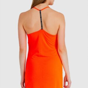 e162863805058f4067746d95f5b5c427adcef2cf GUESS Pomarańczowa neonowa sukienka damska z trójkątnym logo na ramiączka