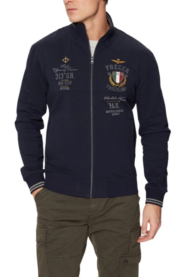 AERONAUTICA MILITARE Granatowa bluza męska Color-block