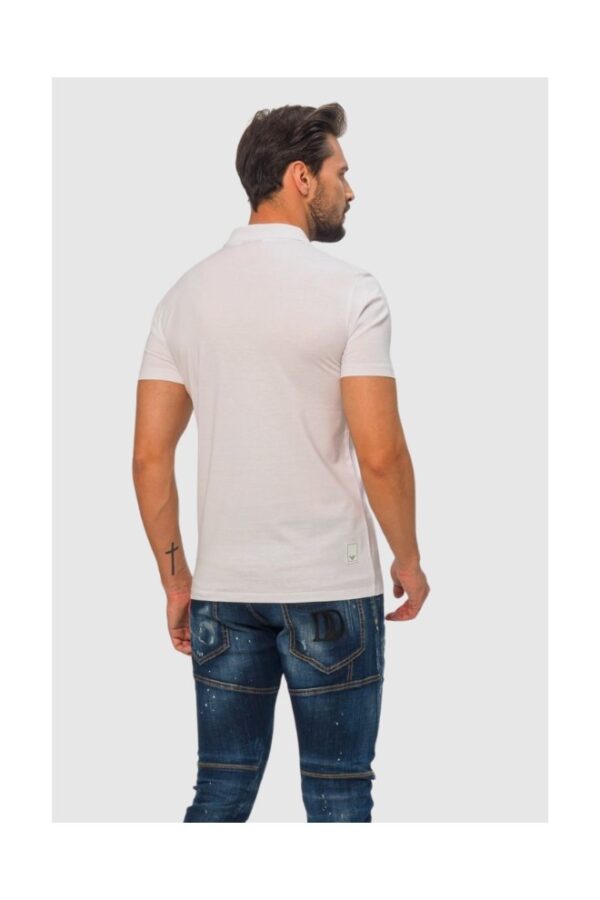 EMPORIO ARMANI Biała męska koszulka polo na zamek