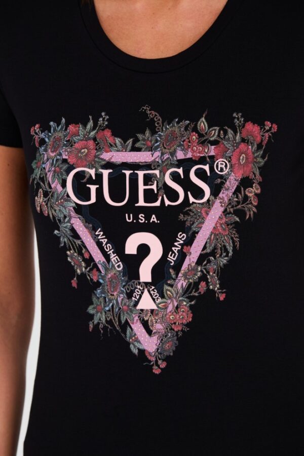 GUESS Czarny damski t-shirt bawełniany z logo