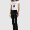 JUICY COUTURE Czarne welurowe spodnie dresowe damskie z haftowanymi wisienkami