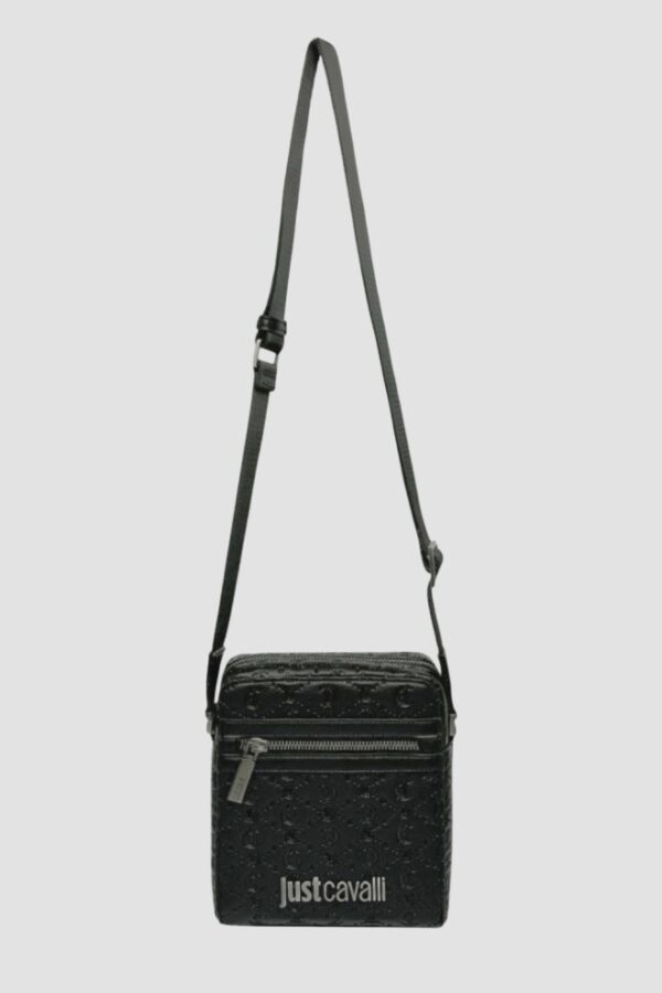 JUST CAVALLI Czarna męska saszetka JC Metal Lettering - Style 3