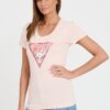 GUESS Różowy damski t-shirt Satin Triangle Tee