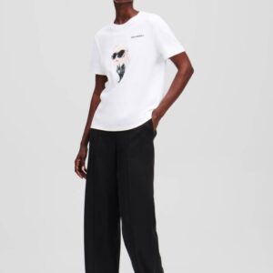 KARL LAGERFELD Biały t-shirt damski Ikon Aquarelle K