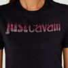JUST CAVALLI Czarny damski t-shirt R LOGO CRYSTAL