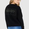 KENZO Czarny sweter damski z kwiatkiem