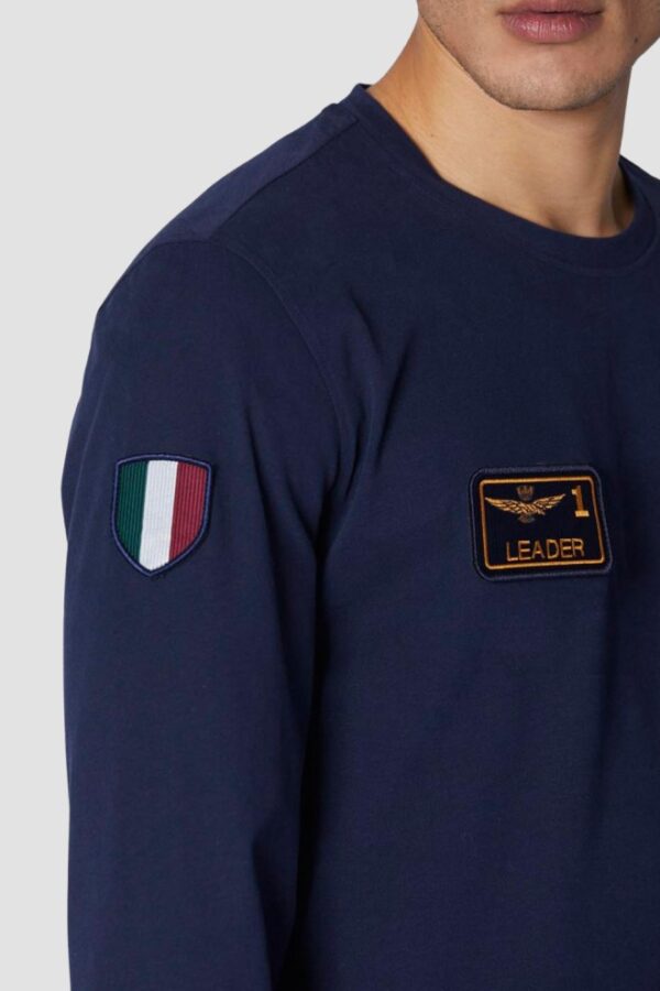 AERONAUTICA MILITARE Granatowy męski longsleeve With Patches