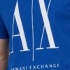 ARMANI EXCHANGE Niebieski t-shirt męski z dużym logo