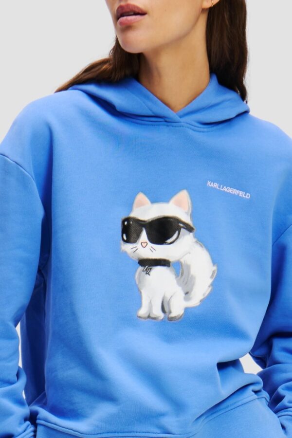 KARL LAGERFELD Niebieska damska bluza z kapturem Ikon Aquarelle C