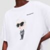 KARL LAGERFELD Biały damski t-shirt Ikon Aquarelle K Boxy Tshirt
