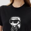 KARL LAGERFELD Czarny damski t-shirt Ikon Sketch Karl