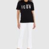 DSQUARED2 Czarny t-shirt damski z logo icon