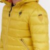 BLAUER Żółta męska puchowa kurtka Sergio z kapturem