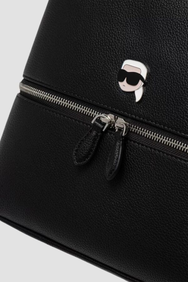 KARL LAGERFELD Czarny męski plecak skórzany Ikon Grainy