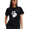 KARL LAGERFELD Czarny t-shirt damski Ikon Aquarelle K