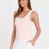GUESS Różowy damski top Triangle Bling Rib Tank